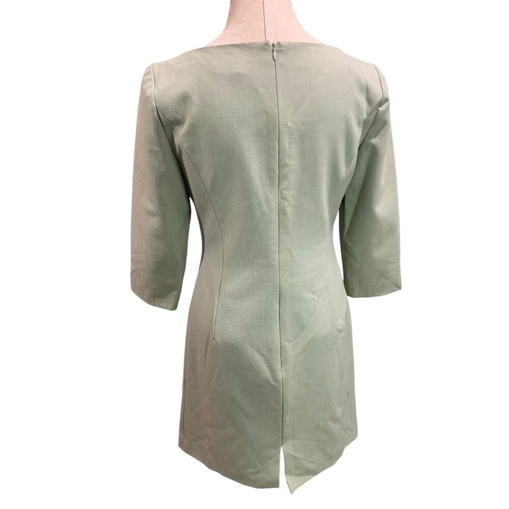 Size 6 Trio Brand Sage Green A-Line Dress Lined 3/4 Sleeve - Picture 5 of 9